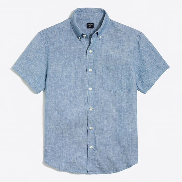 J. Crew Factory Other - JCREW Mens Short-sleeve Linen Shirt Blue Chambray